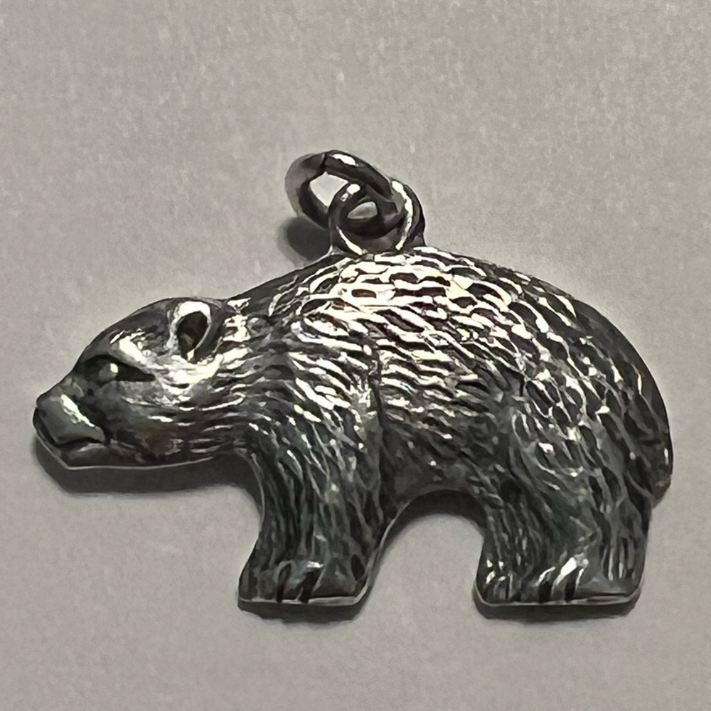 Sterling Silver Small Bear Charm Pendant 925